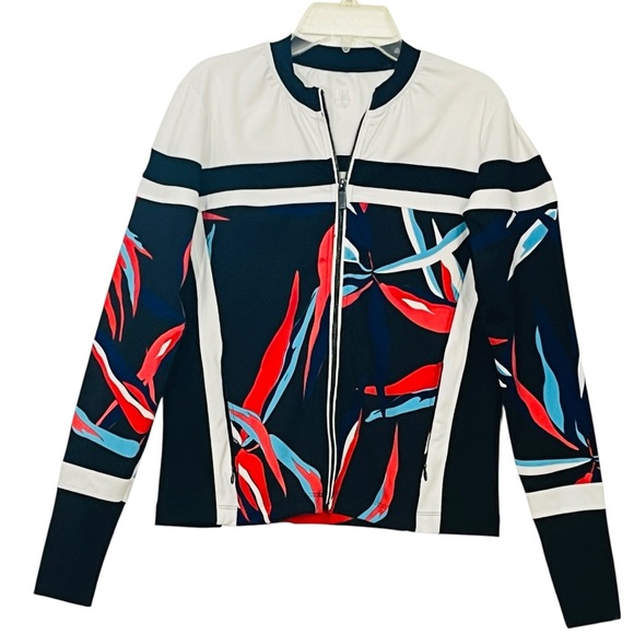 Tail Activewear Jacket Golf Tennis Black Red Tropical Full Zip Pockets - Picture 2 of 12